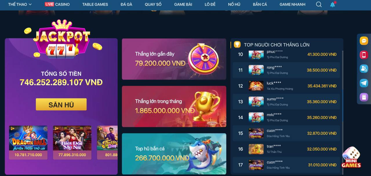 Ảnh chụp màn hình ứng dụng GGWIN: tính năng jackpot